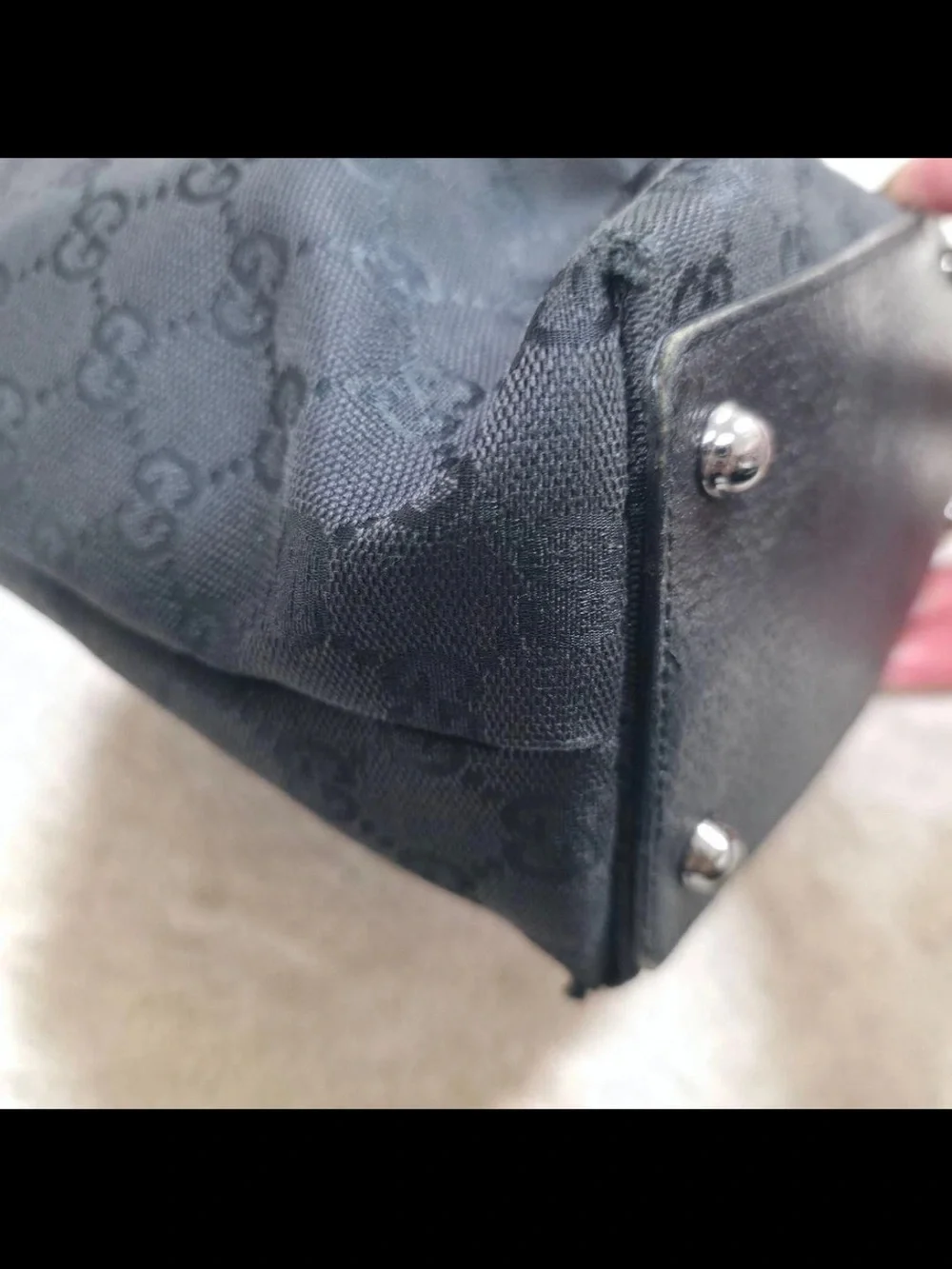 Gucci Black GG Canvas Tote with Double Shoulder Straps